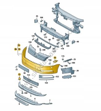 Ön Tampon Passat B7 10>14 3AA807217BGRU — VW | (Park Sensörlü+Far Yıkamalı Braketli)