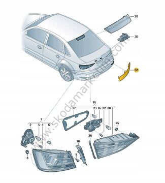 Arka Tampon Reflektörü Sol A3 12>20 | 8V5945105A — AUDI