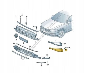 Sis Kapağı Sissiz Sağ Passat 14> | 3G0853666J9B9 — VW