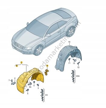 Çamurluk Davlumbazı Ön Sol Audi A4 13>15 | 8K0821171N