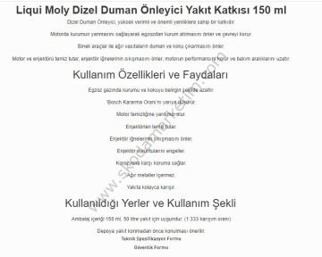 LIQUI MOLY DİZEL DUMAN ÖNLEYİCİ 150 ML 5180