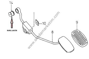 GAZ TELİ GEÇME PEDAL LASTİK BURCU  SKODA FAVORIT FORMAN LX -GLX-94 FELICIA 95-01