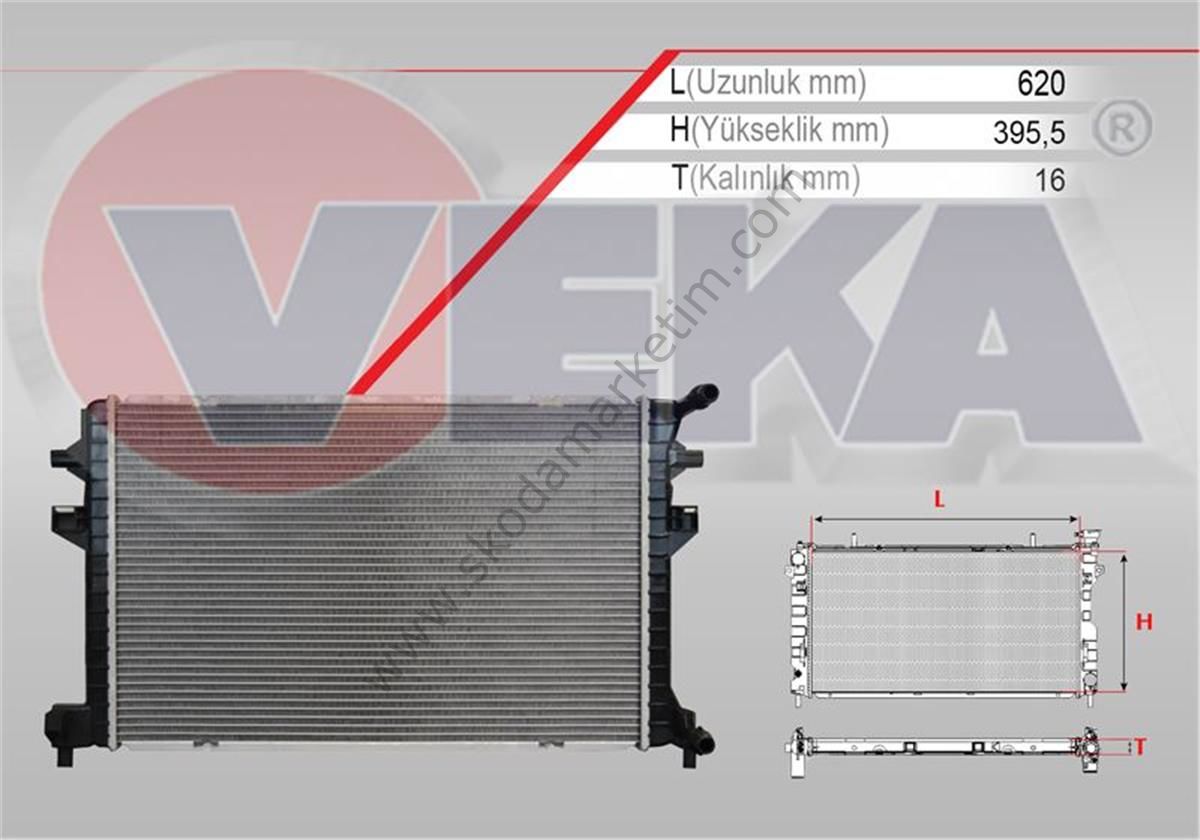 VEKA | 16-4448B Su Radyatörü Geçmeli (Yardımcı Radyatör) GOLF VII  1.6 TDI