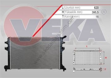 VEKA | 16-4448B Su Radyatörü Geçmeli (Yardımcı Radyatör) GOLF VII  1.6 TDI