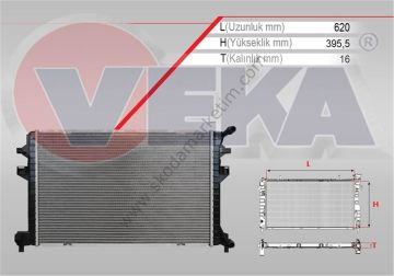 VEKA | 16-4448B Su Radyatörü Geçmeli (Yardımcı Radyatör) GOLF VII  1.6 TDI