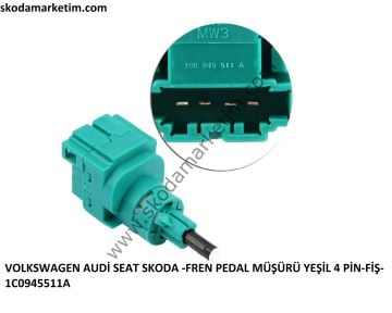 VOLKSWAGEN AUDİ SEAT SKODA FREN PEDAL MÜŞÜRÜ YEŞİL 4 PİN 1C0945511A