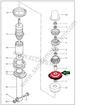 Helezon Çanağı Arka Üst Küçük Felicia 94>01 / Favorit 89>94 / Favorit Forman 88>95 / Felicia 1 Pickup 95>02-- 6U0512113